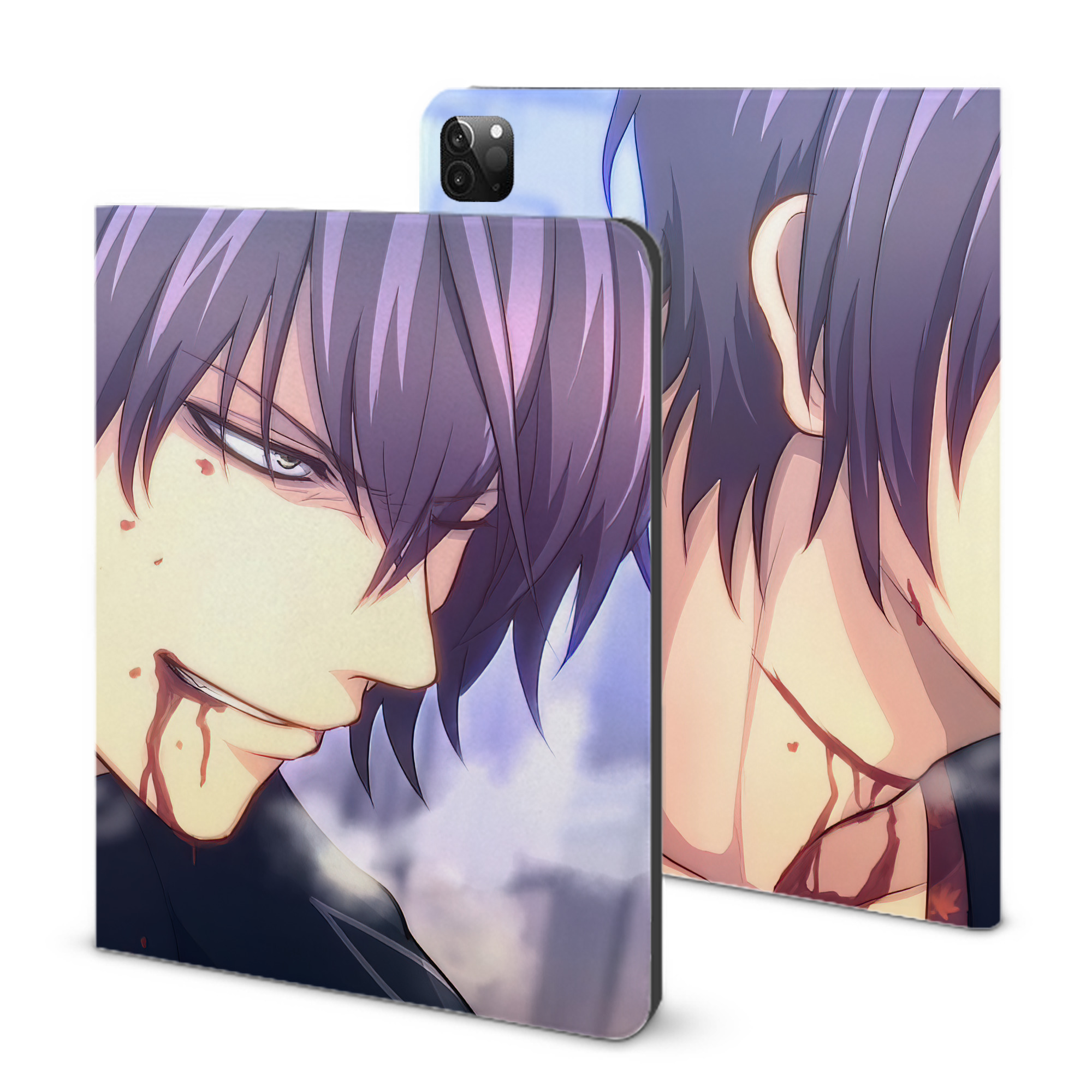 （画像用） ぎんたま 坂田銀時（さかたぎんとき） 神楽 志村新八（しむら しんぱち） GINTAMA Sakata Gintoki Kagura Shimura Shinpachi IPadケース ペンホルダー付き ブックスタイルデザイン